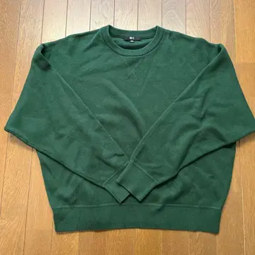 유니클로 스무스 코튼 크루넥 스웨터, 다크 그린