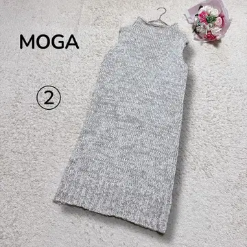 [ MOGA ] 울 하이넥 슬리브리스 니트 원피스 베이지 계열 M