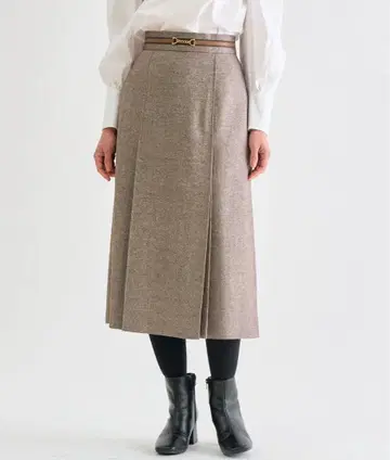 새상품급 아나이 홈스펀 매트 비트 부착 스커트 브라운