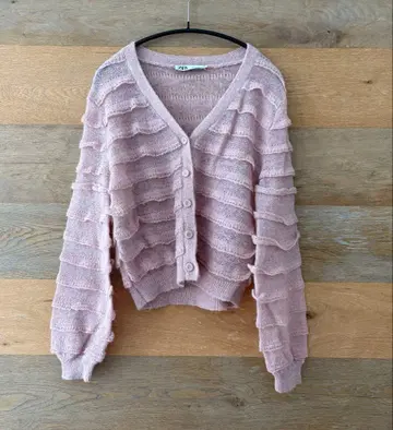 ZARA 프릴 니트 가디건 울 알파카 혼방 미사용