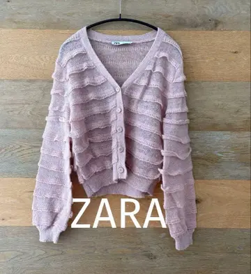 ZARA 프릴 니트 가디건 울 알파카 혼방 미사용