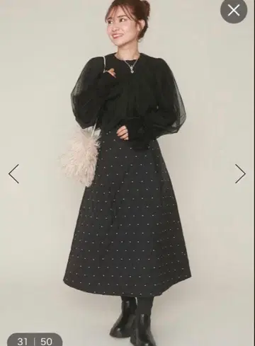 SALOON 퀼팅 스커트 블랙 S