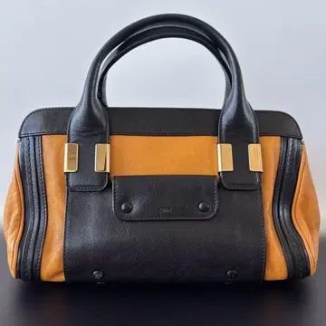 가죽 핸드백 블랙과 오렌지