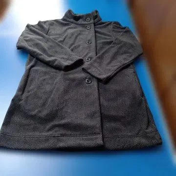 그레이 헤링본 스탠드 카라 따뜻한 코트, 여성용 L