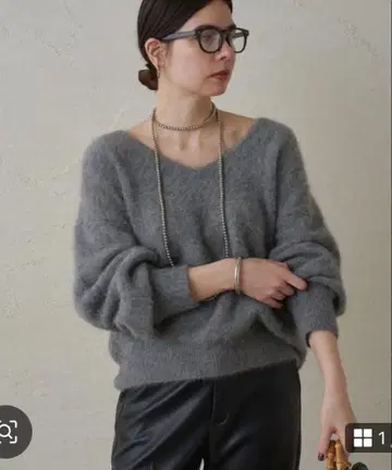 라운지 드레스 FUR 캐시미어 V 니트 그레이 미사용 새상품 택 포함