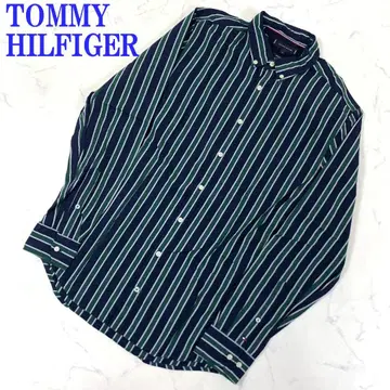 타미힐피거 긴팔 스트라이프 셔츠 네이비 코튼 100% MC4891
