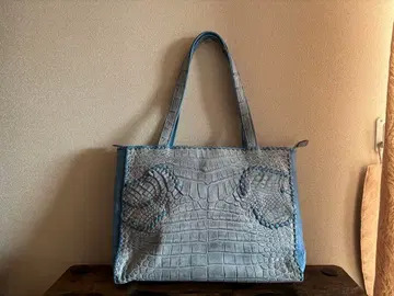 Ibiza 이비자 크로커다일 통가죽 블루 토트백 백
