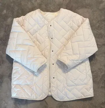 발수 가공 퀼팅 노카라 코트 아이보리 L 사이즈