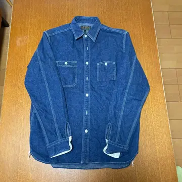 BEAMS 다크 블루 데님 긴팔 셔츠