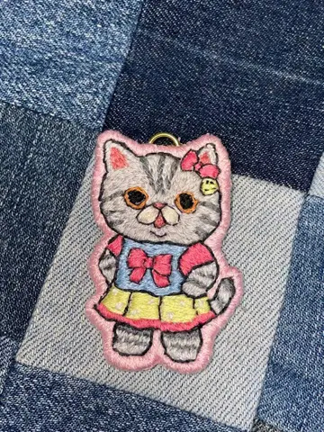 자수 고양이 브로치 엑조틱