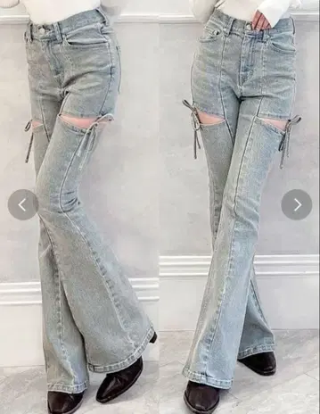 RESEXXY 컷 아웃 리본 데님 팬츠 S