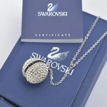 컨디션 최상 스와로브스키 파베 Y자 목걸이 실버 블랙 크리스탈