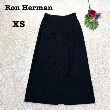 론 헤르만 롱 플레어 스커트 꽃무늬 자수 올 패턴 슬릿 블랙 면 XS