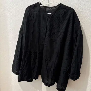 카구레 [ 2WAY 사양 ] 자카드 패치워크 블라우스 BLACK