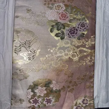 후쿠로 오비 순수 실크 옅은 핑크 은사 금사 육통 당직 후쿠로 오비 포멀