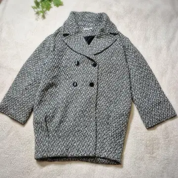 LIP SERVICE 헤링본풍 더블 브레스트 코쿤 코트 울 혼방