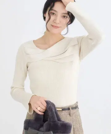 VIS 아지메 트위스트 디자인 리브 니트