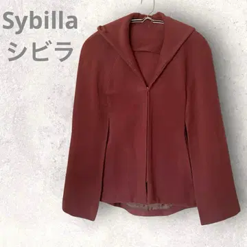 시빌라 울 100 후드 부착 케이프 S 레트로 벽돌색