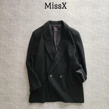 미스엑스 두꺼운 원단 더블 브레스트 체스터 코트 테일러드 블랙 L