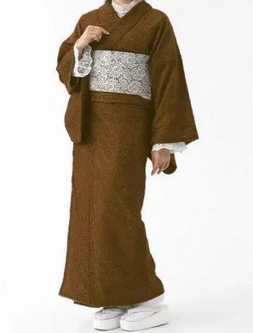 짙은 갈색 레이스 기모노 L 사이즈