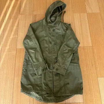 올리브색 후드 부착 모즈 코트 S