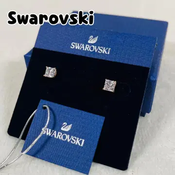 스와로브스키 스퀘어컷 크리스탈 스터드 귀걸이 로즈 골드 마감