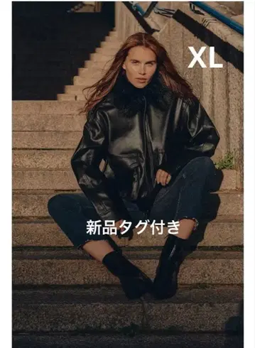 ZARA 탈부착 가능한 인조 모피 카라 부착 자켓
