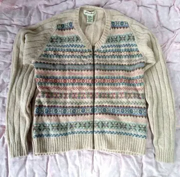 90s Eddie Bauer 페어아일 패턴 집업 가디건