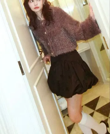 크롭 기모 니트 가디건 화이트