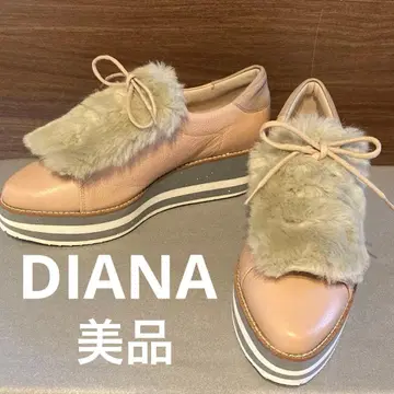 컨디션 최상 다이애나 글리터 통굽 가죽 레이스업 스니커즈 퍼