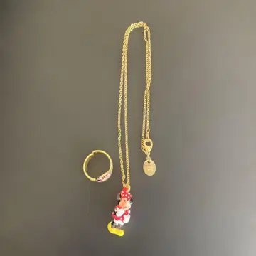 빈티지 미니 마우스 목걸이와 반지 세트