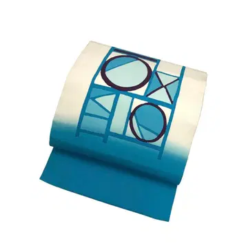 나고야 오비 시오제 아름다운 블루 추상 패턴 KO-1174