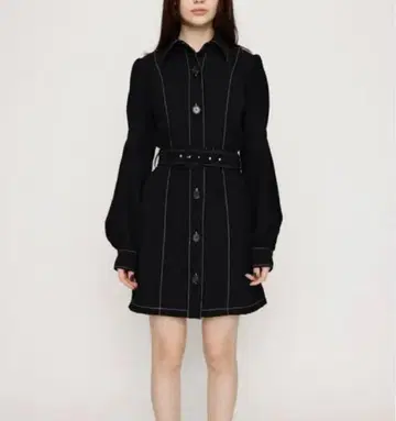 sly 슬라이 블랙 미니 원피스 긴팔 허리 벨트 포함