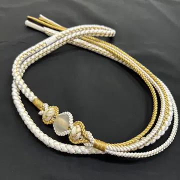 새상품 순수 실크 화이트 허리띠 후리소데용 럭셔리 장식 포함 2127