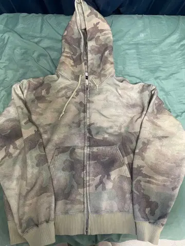 카모 패턴 풀 집업 후드티