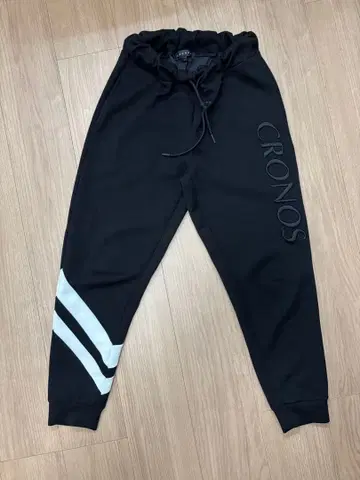 CRONOS 블랙 조거 팬츠 스트라이프