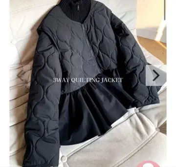 birthdaybash 퀼팅 아우터 3way 페플럼 블랙