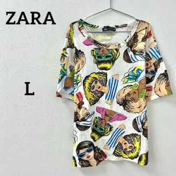 ZARA 올 패턴 프린트 T셔츠 여성용 L 사이즈