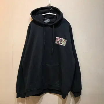 엔할리우드 맨투맨 후드티 블랙 풀오버 가슴 자수