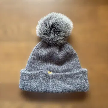 CA4LA 그레이 니트 모자 퍼 달린 폼폼