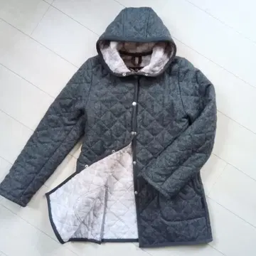 LAVENHAM 울 보아 퀼팅 롱 코트