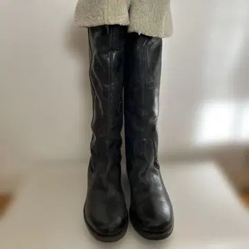 가죽 롱 부츠 데미지 가공 샵 채널 qvc