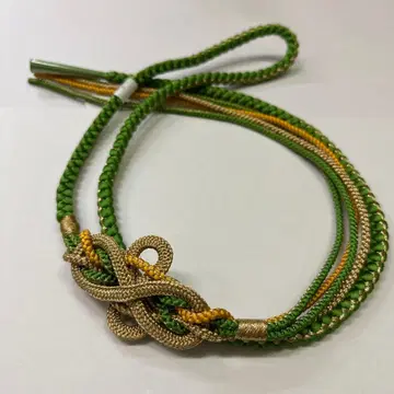 새상품 순수 실크 허리띠 후리소데용 장식 포함 그린 금 겨자색 2016