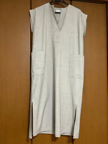 INED 프렌치 슬리브 롱 원피스 울 혼방 리본 벨트 포함 일본제