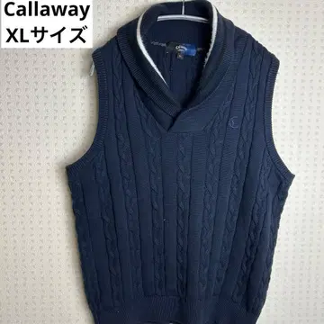 캘러웨이 카라 부착 니트 베스트 케이블 니트 네이비 XL
