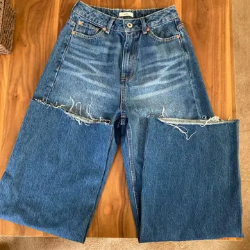 earth 컷오프 데님 블루 프린지 마감