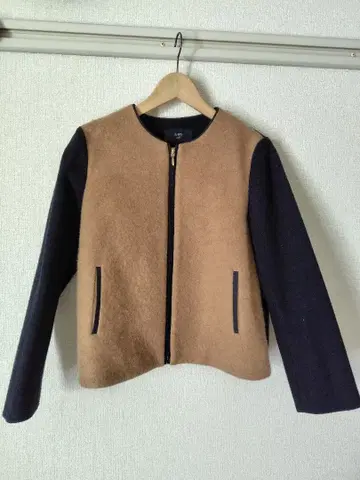 SHIPS 여성용 노카라 자켓 베이지 네이비