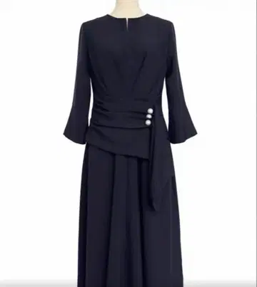 블랙 플레어 슬리브 랩 드레스 L