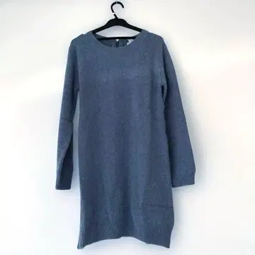 탁한 블루 니트 원피스 긴팔 아쿠아걸