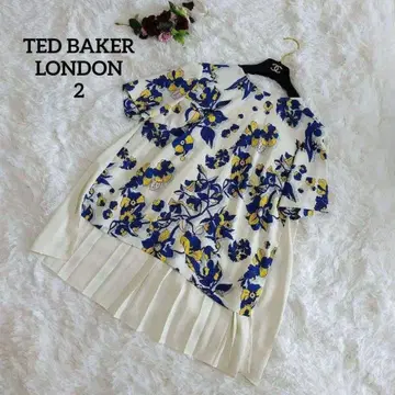 컨디션 최상 TED BAKER LONDON 튜닉 2 화이트 꽃무늬 플리츠